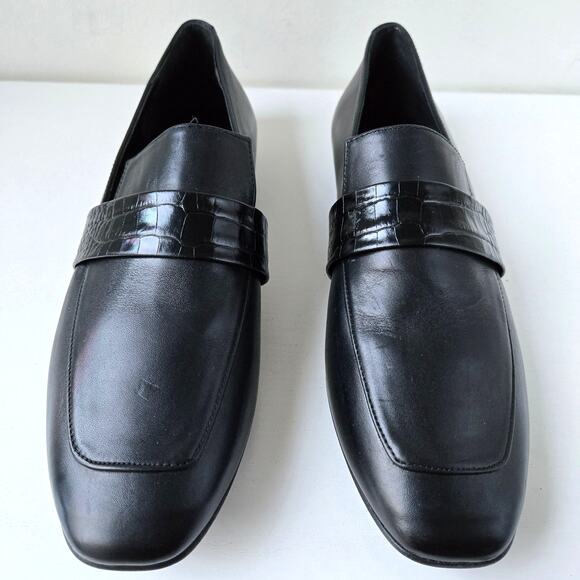 Freda Salvador NEW Croc Embossed Black Patent Leather Loafers Flats Women Size 6 - Picture 4 of 11